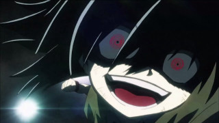 Red eyes black hair moon - a black shirt free wallpaper