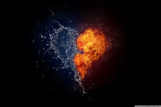 Fire water heart black background 2 - a blue heart free wallpaper