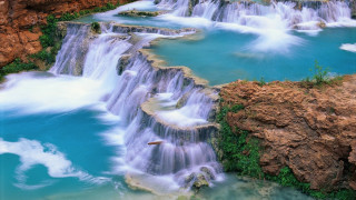 Waterfall river bird impressionist nature - free nature wallpaper