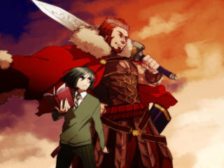 Man woman sky clouds sword - e. william gollings free wallpaper