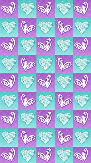 Checkered hearts purple blue background - purple free wallpaper