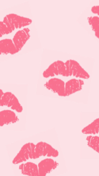 Pink background lipstick kisses pattern - pop art free wallpaper