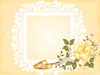 Wedding card gold rings rose - text free wallpaper
