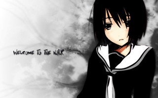 Anime girl black white shirt - the word free wallpaper
