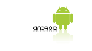 Green android logo closed reflection - android free wallpaper