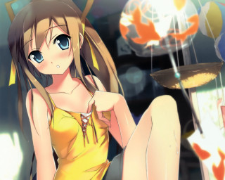 Woman yellow dress sitting floor - a yellow dress free wallpaper