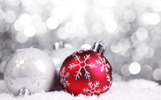 Christmas ornaments snow bokeh lens - white background free wallpaper
