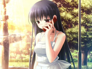 Girl white dress phone park - a white dress free wallpaper