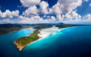 Blue ocean beach island sky - a small island in the middle of the ocean free wallpaper