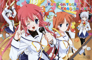 Anime girls singing microphone balloons - a sign free wallpaper