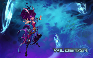 Woman purple dress flying sword - temporary art free wallpaper