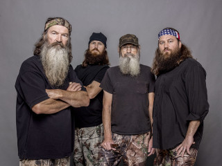 Bearded men hats group posing - a picture together in front free wallpaper