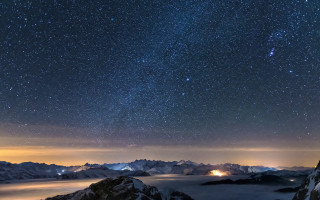 Night sky stars mountain lake 3 - a night sky free wallpaper
