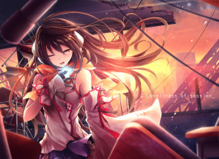 Girl red dress sword ship - neoromanticism free wallpaper
