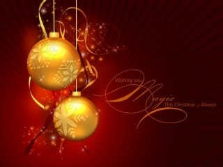 Red gold christmas card ornaments 3 - merry free wallpaper