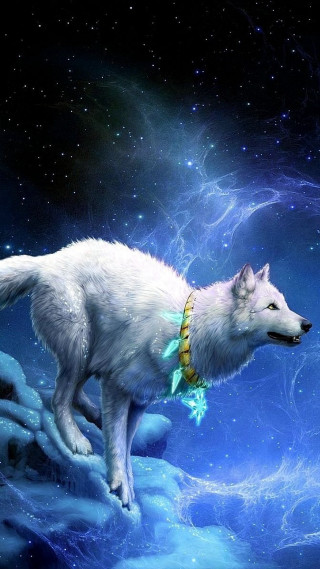 White wolf green collar rock - anne stokes free wallpaper