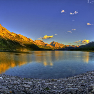Lake mountains rocks blue sky 3 - mountain free wallpaper
