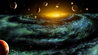 Planets spiral background bright sun - planet free wallpaper