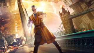 Man yellow coat sunglasses cityscape - a clock tower free wallpaper