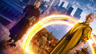 Yellow cape woman cityscape fantasy - fang congyi free wallpaper