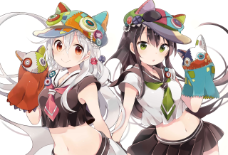 Anime girls hats gloves stuffed - stuffed free wallpaper