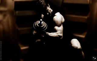 Man bench dumbbell barbell sitting - a bench holding free wallpaper