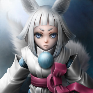 Woman cat ears tail digital - a blue ball free wallpaper