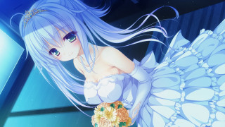 Woman long white hair flower - a woman free wallpaper for desktop