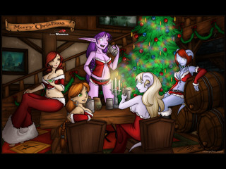 Cartoon christmas group animals fantasy - hearthstone free wallpaper
