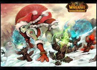 Santa woman fantasy snow magic - hearthstone free wallpaper
