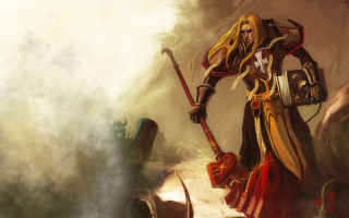Woman staff sword painting artwork - warhammer free wallpaper