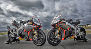 Motorcycles parked road cloudy sky - the background and a person free wallpaper