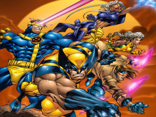 Superheroes fighting giant rock moon - alan davis free wallpaper