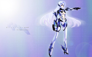 Futuristic woman sword purple background - a futuristic suit free wallpaper