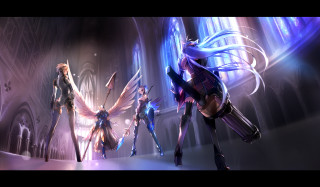 Fantasy women wings magic group - a fantasy setting free wallpaper