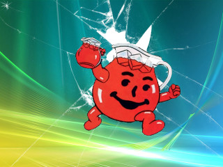 Cartoon character breaking glass window - david lachapelle free wallpaper