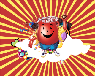 Cartoon character flying cloud smile - a pop art painting free wallpaper