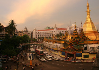 City street traffic buildings golden - golden free wallpaper