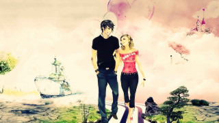 Couple people road sky background - a road free wallpaper