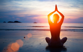 Woman yoga beach sunset hands - the beach free wallpaper