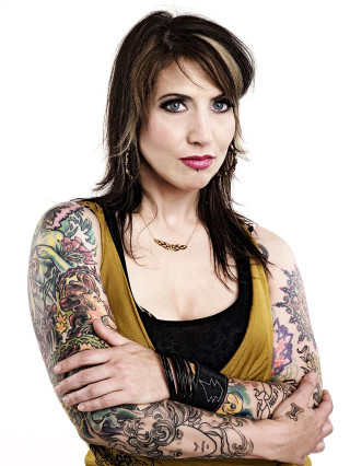 Woman tattoos arms chest posing - eve ryder free wallpaper