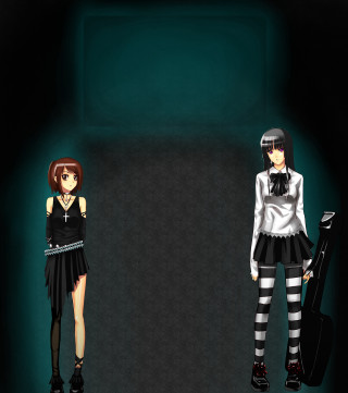 Anime girls black white outfit - serial art free wallpaper