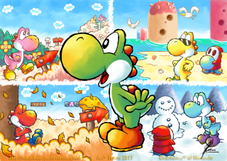 Green white blue red bird - game art free wallpaper