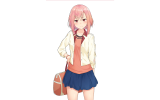 Pink haired girl white jacket - character art free wallpaper
