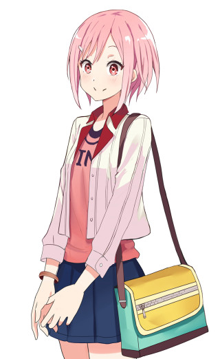 Pink haired girl yellow bag - brown free wallpaper