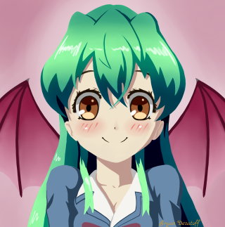 Girl green hair dragon wing - an anime drawing free wallpaper