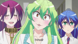 Three anime girls green blue - p free wallpaper