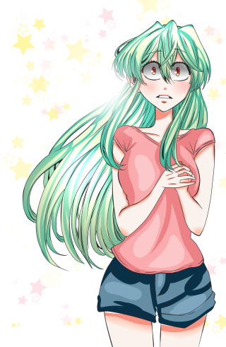Girl green hair glasses pink - a pink shirt free wallpaper