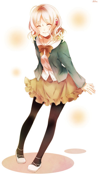 Girl green jacket yellow skirt - her hip free wallpaper