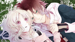 Anime characters couple flowers grass - a manga drawing free wallpaper for desktop